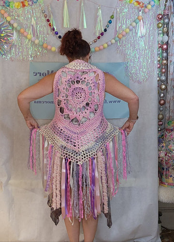 Fae Vest Pastel Sparkle Boho, Faerie, Hippie, Princess, Music Festival