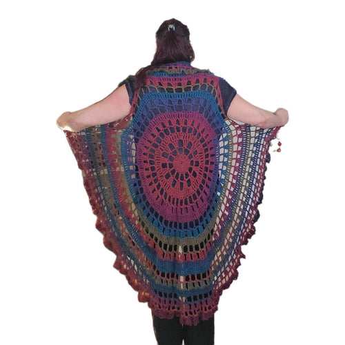 Circle, Mandala Vest, Acrylic Yarn, One size fits most, Casual, Coverup, Hand Crochet