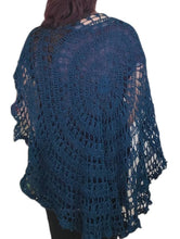 Circle Mandala Poncho, Asymmetrical, Sparkle, Navy Blue, Shawl