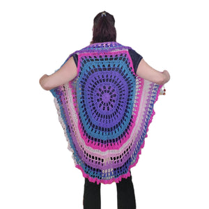 Circle, Mandala Vest, Acrylic Yarn, One size fits most, Casual, Coverup, Hand Crochet