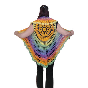 Circle, Mandala Vest, Acrylic Yarn, One size fits most, Casual, Coverup, Hand Crochet, Music Festival, Hippie