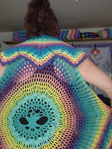 Boho Vest, Tree of Life, Hippie, Colorful, Pastel, One Size fits most, soft, Acrylic Yarn, Hand Crochet