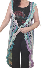 Long Mandala Circle Vest Acrylic Yarn, Hand Crochet, Coverup, One size fits Most, fashionable, Hippie, Boho,