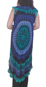 Mandala Circle Vest, Acrylic Yarn, Hand Crochet, Coverup, Purple, One size fits Most, fashionable, Hippie, Boho,