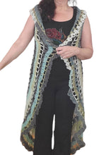 Mandala Long Circle Vest, Acrylic Yarn, Hand Crochet, Coverup, Greens, One size fits Most up to an XL, fashionable, Hippie, Boho,