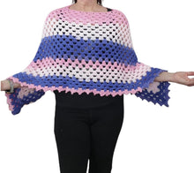 Adult Poncho - Medium,  Boho, Hippie, Retro. Pink, Purple