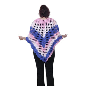 Adult Poncho - Medium,  Boho, Hippie, Retro. Pink, Purple