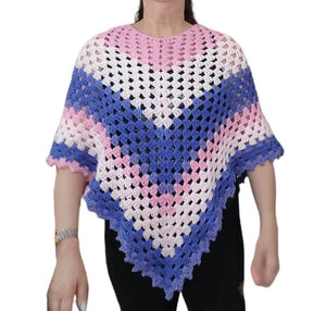 Adult Poncho - Medium,  Boho, Hippie, Retro. Pink, Purple