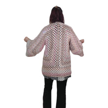 Cardigan, Sweater, Oversized, One size fits most, Pastel, Pink, Acrylic Yarn