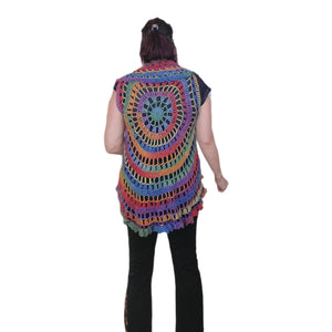 Circle, Mandala Vest, Acrylic Yarn, One size fits most, Casual, Coverup, Hand Crochet, Music Festival, Hippie