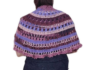 Long Mandala Circle Vest Acrylic Yarn, Hand Crochet, Coverup, Purple, One size fits Most, fashionable, Hippie, Boho,