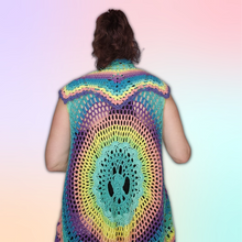 Boho Vest, Tree of Life, Hippie, Colorful, Pastel, One Size fits most, soft, Acrylic Yarn, Hand Crochet